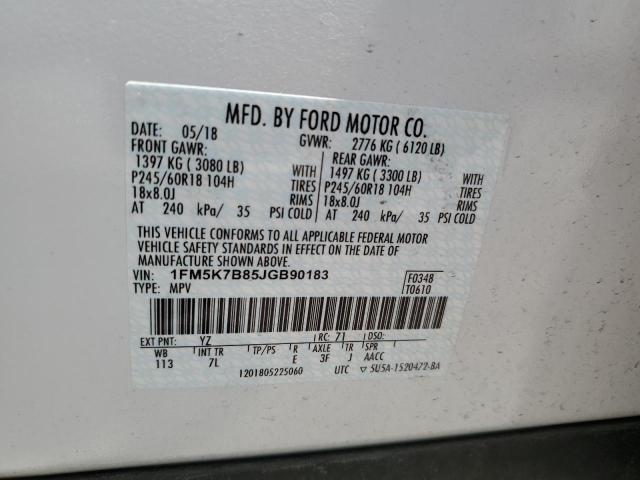 Photo 12 VIN: 1FM5K7B85JGB90183 - FORD EXPLORER 