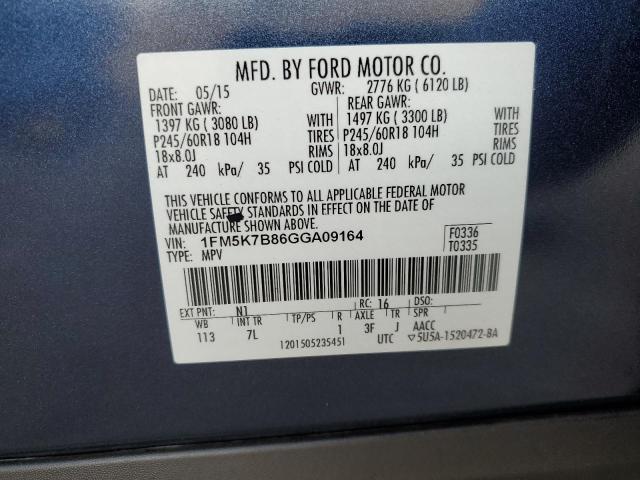 Photo 12 VIN: 1FM5K7B86GGA09164 - FORD EXPLORER 