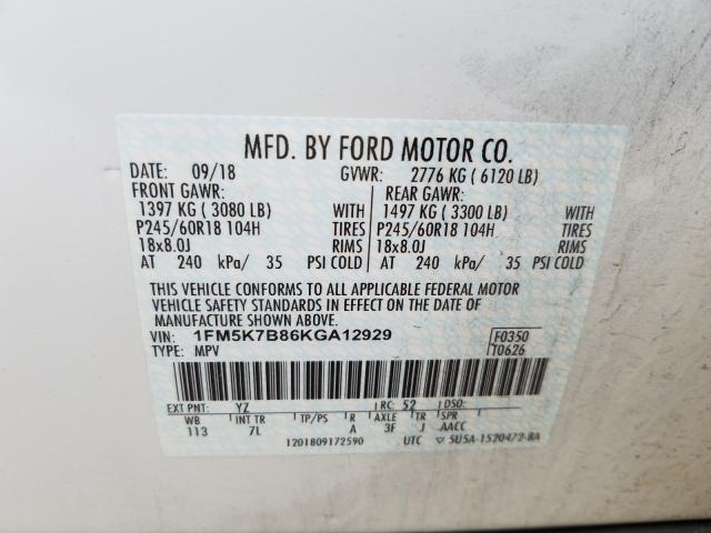 Photo 9 VIN: 1FM5K7B86KGA12929 - FORD EXPLORER 