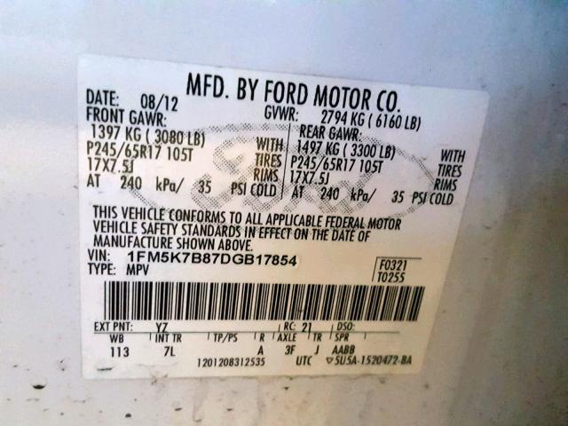 Photo 9 VIN: 1FM5K7B87DGB17854 - FORD EXPLORER 