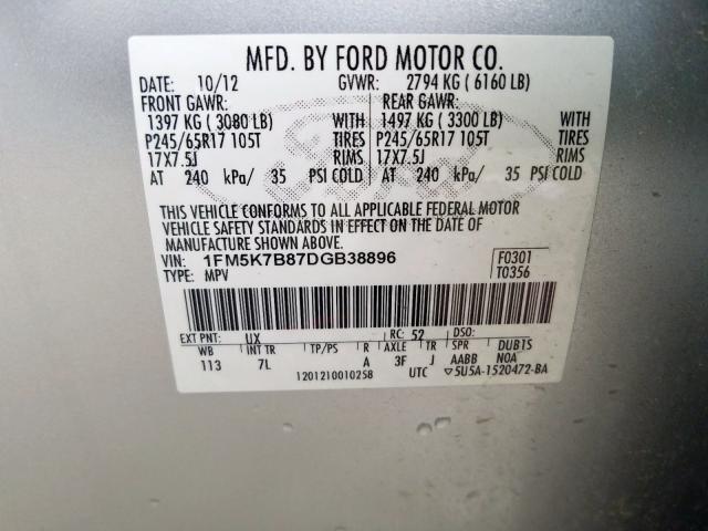 Photo 9 VIN: 1FM5K7B87DGB38896 - FORD EXPLORER 