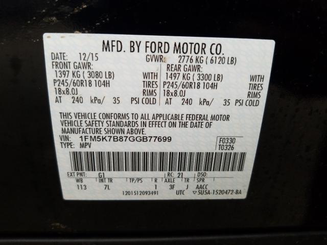 Photo 9 VIN: 1FM5K7B87GGB77699 - FORD EXPLORER 