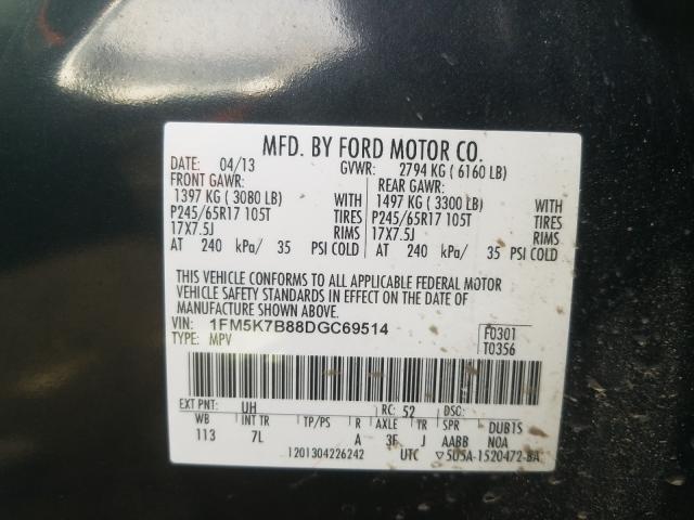 Photo 9 VIN: 1FM5K7B88DGC69514 - FORD EXPLORER 