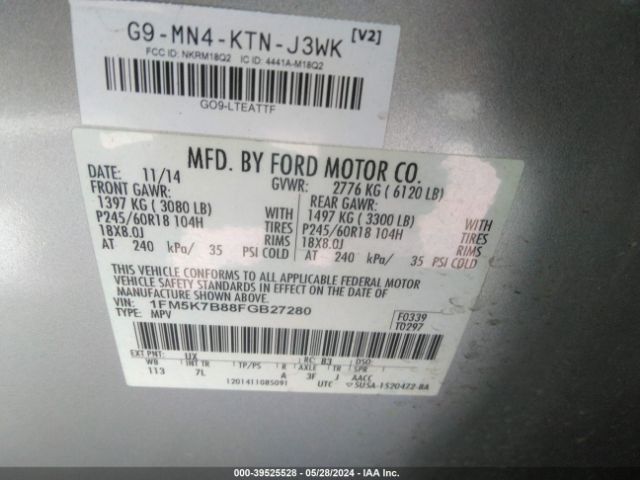 Photo 8 VIN: 1FM5K7B88FGB27280 - FORD EXPLORER 