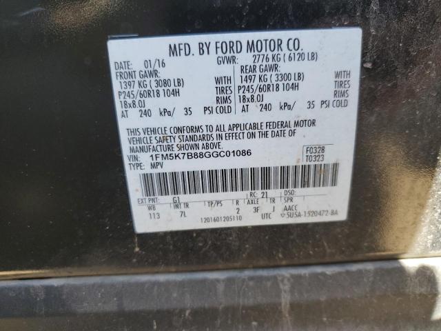 Photo 12 VIN: 1FM5K7B88GGC01086 - FORD EXPLORER 