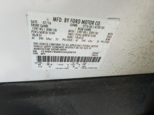 Photo 9 VIN: 1FM5K7B88HGA25979 - FORD EXPLORER 