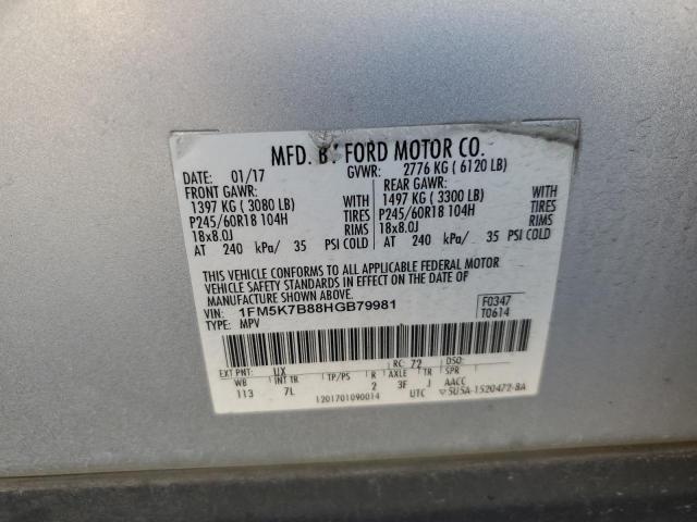 Photo 12 VIN: 1FM5K7B88HGB79981 - FORD EXPLORER 