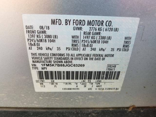 Photo 9 VIN: 1FM5K7B88JGC63269 - FORD EXPLORER 