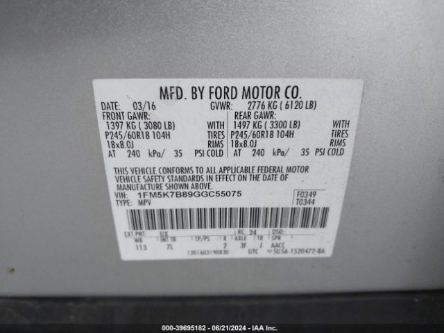 Photo 8 VIN: 1FM5K7B89GGC55075 - FORD EXPLORER 