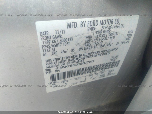 Photo 8 VIN: 1FM5K7B8XDGB77272 - FORD EXPLORER 