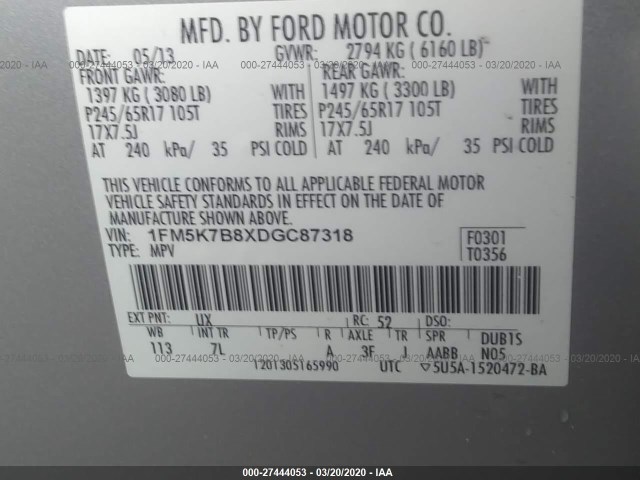 Photo 8 VIN: 1FM5K7B8XDGC87318 - FORD EXPLORER 