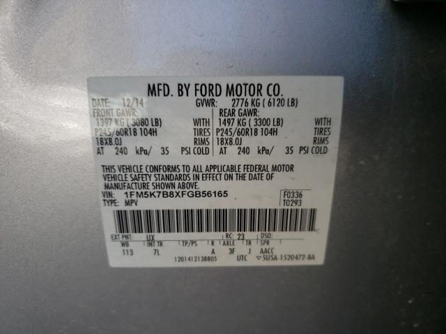 Photo 9 VIN: 1FM5K7B8XFGB56165 - FORD EXPLORER 