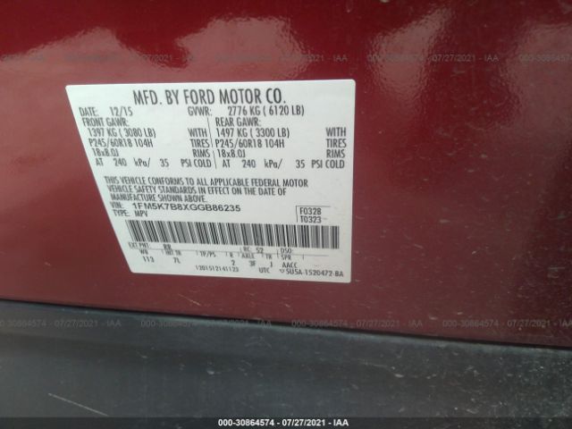 Photo 8 VIN: 1FM5K7B8XGGB86235 - FORD EXPLORER 