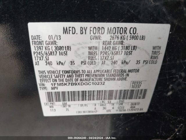 Photo 8 VIN: 1FM5K7B9XDGC10232 - FORD EXPLORER 