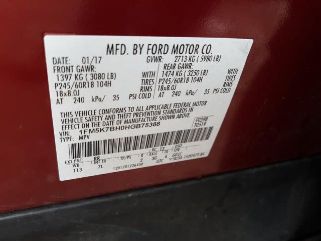 Photo 9 VIN: 1FM5K7BH0HGB75388 - FORD EXPLORER 