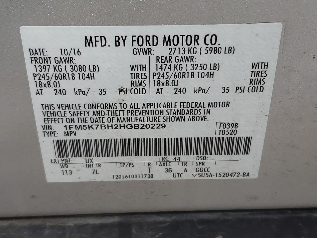 Photo 12 VIN: 1FM5K7BH2HGB20229 - FORD EXPLORER 