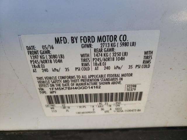 Photo 9 VIN: 1FM5K7BH4GGD14162 - FORD EXPLORER 