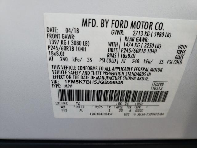 Photo 9 VIN: 1FM5K7BH5JGB39945 - FORD EXPLORER 