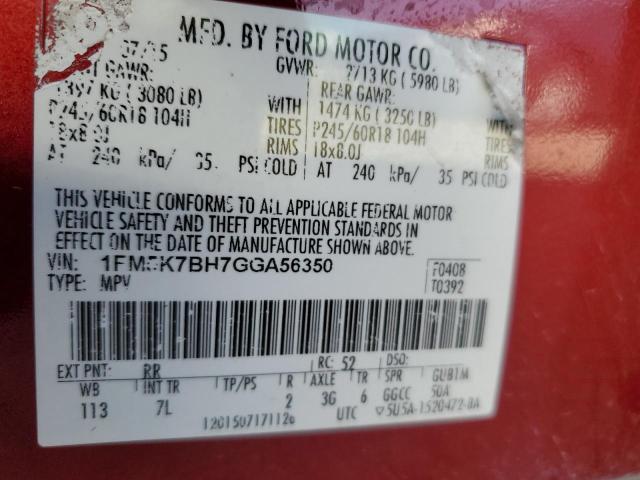 Photo 12 VIN: 1FM5K7BH7GGA56350 - FORD EXPLORER 