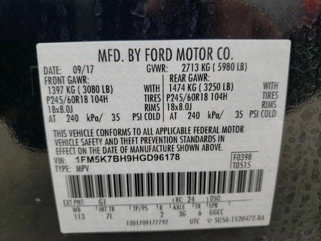 Photo 12 VIN: 1FM5K7BH9HGD96178 - FORD EXPLORER 