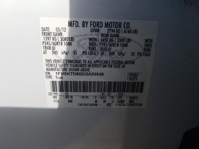 Photo 9 VIN: 1FM5K7D80DGA59549 - FORD EXPLORER X 