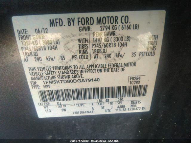 Photo 8 VIN: 1FM5K7D80DGA79140 - FORD EXPLORER 