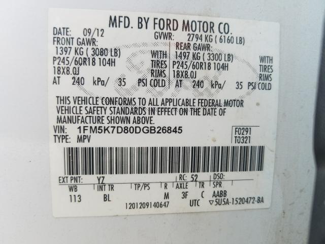 Photo 9 VIN: 1FM5K7D80DGB26845 - FORD EXPLORER X 