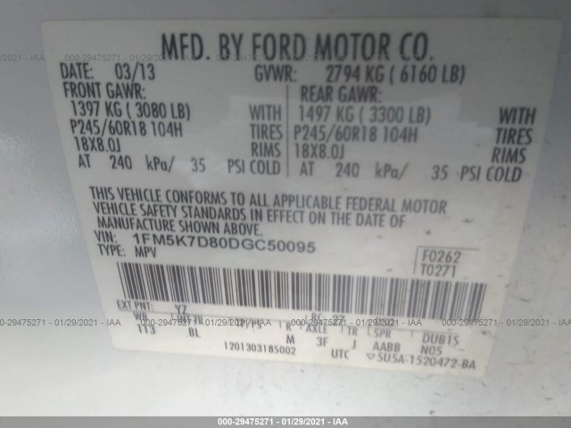 Photo 8 VIN: 1FM5K7D80DGC50095 - FORD EXPLORER 