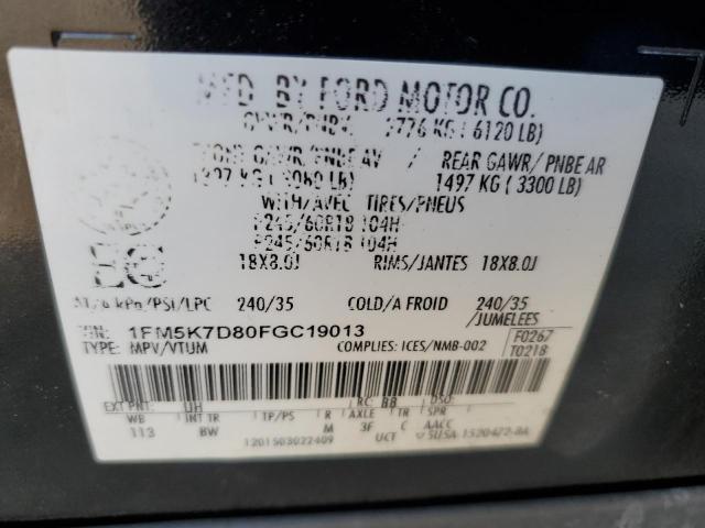 Photo 12 VIN: 1FM5K7D80FGC19013 - FORD EXPLORER X 