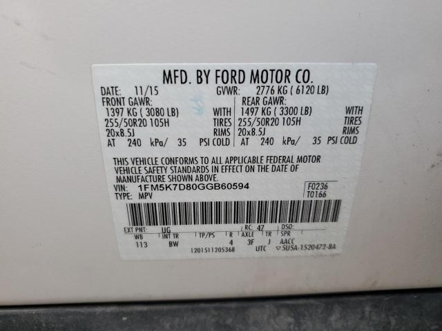 Photo 12 VIN: 1FM5K7D80GGB60594 - FORD EXPLORER X 