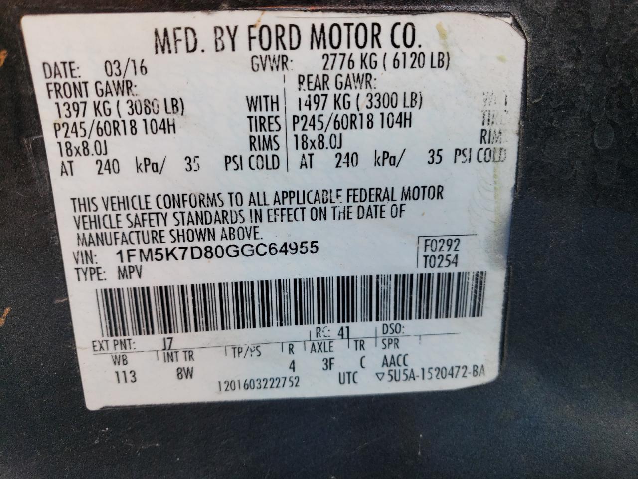 Photo 13 VIN: 1FM5K7D80GGC64955 - FORD EXPLORER 