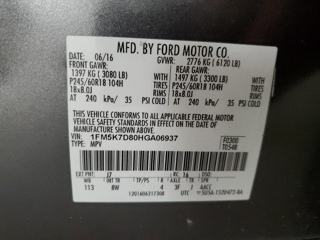 Photo 12 VIN: 1FM5K7D80HGA06937 - FORD EXPLORER 