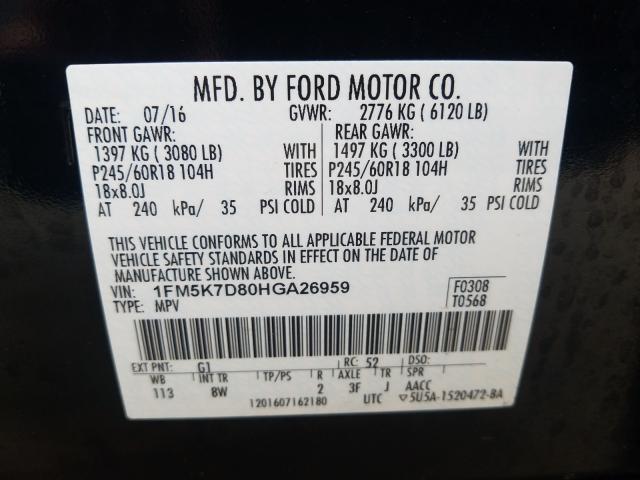 Photo 9 VIN: 1FM5K7D80HGA26959 - FORD EXPLORER X 