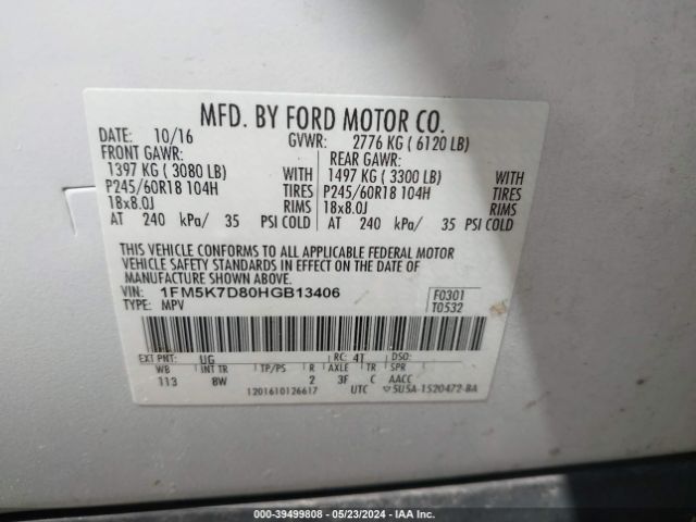 Photo 8 VIN: 1FM5K7D80HGB13406 - FORD EXPLORER 