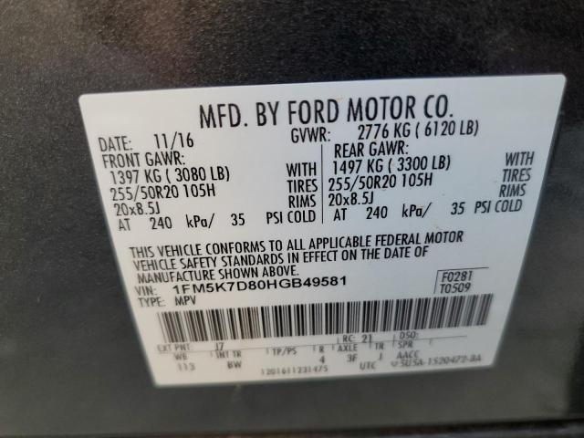 Photo 12 VIN: 1FM5K7D80HGB49581 - FORD EXPLORER X 