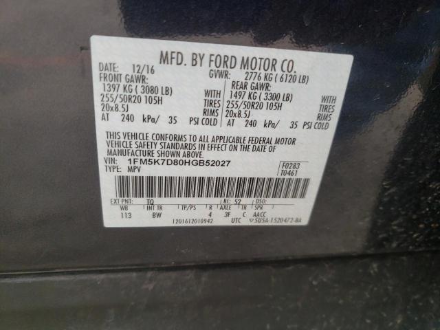 Photo 9 VIN: 1FM5K7D80HGB52027 - FORD EXPLORER X 