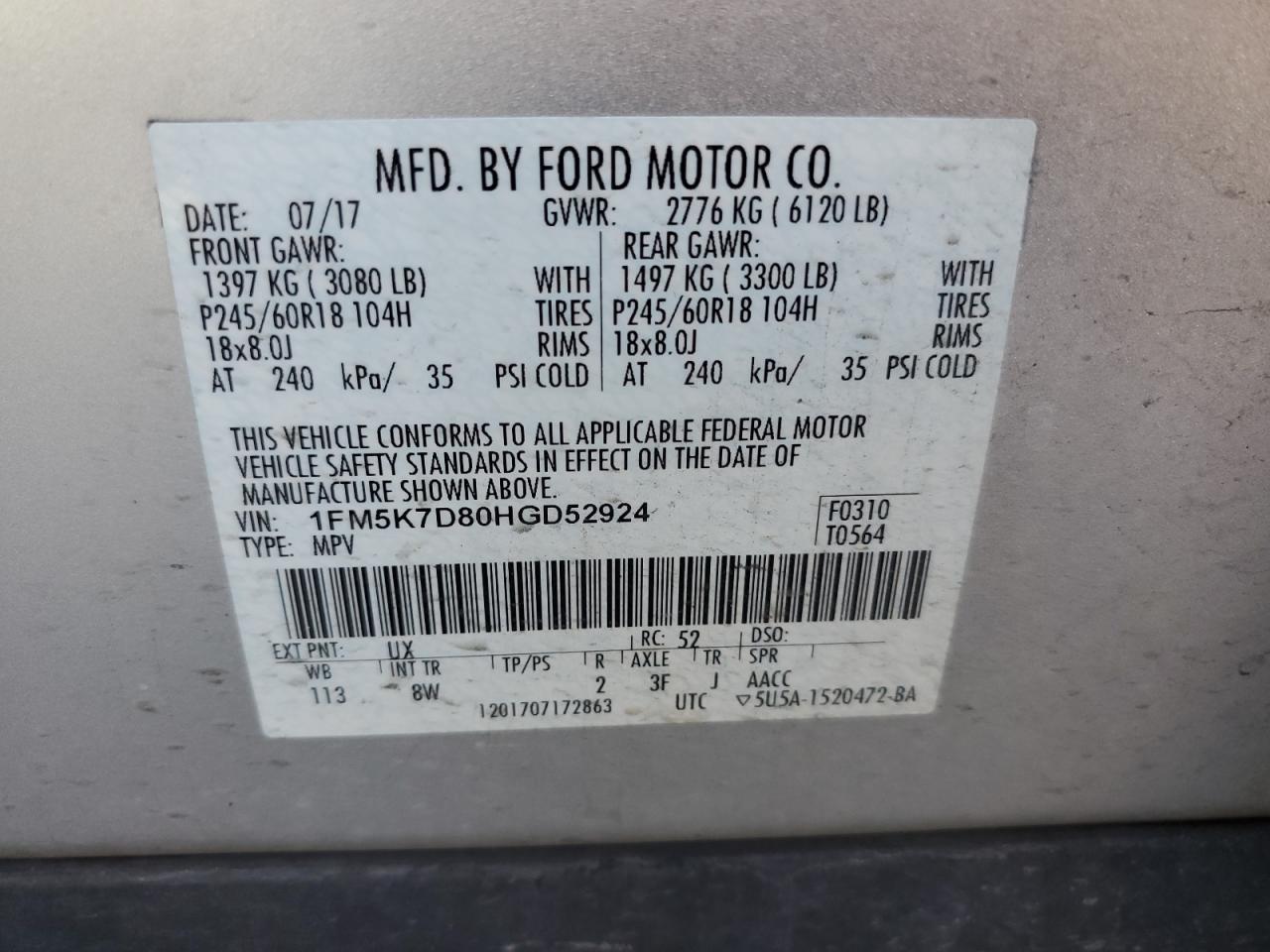 Photo 12 VIN: 1FM5K7D80HGD52924 - FORD EXPLORER 