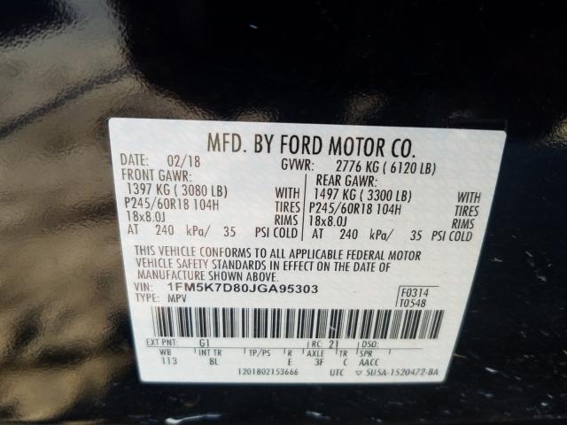 Photo 9 VIN: 1FM5K7D80JGA95303 - FORD EXPLORER X 