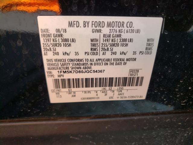 Photo 9 VIN: 1FM5K7D80JGC54367 - FORD EXPLORER X 