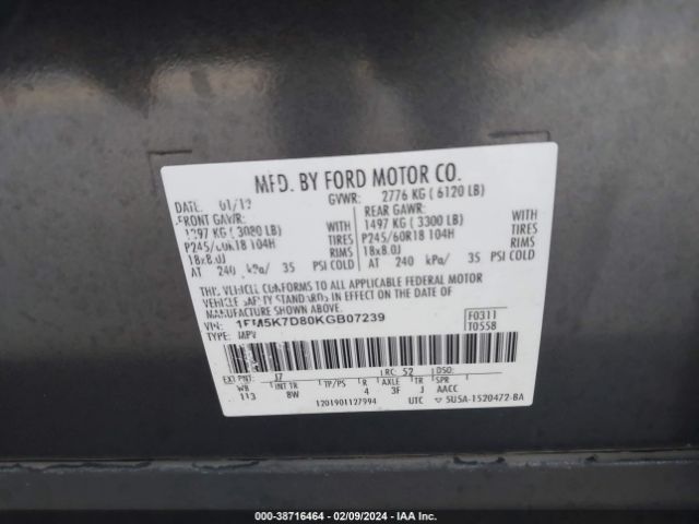 Photo 8 VIN: 1FM5K7D80KGB07239 - FORD EXPLORER 