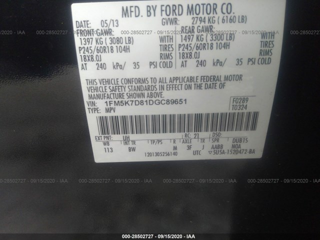 Photo 8 VIN: 1FM5K7D81DGC89651 - FORD EXPLORER 