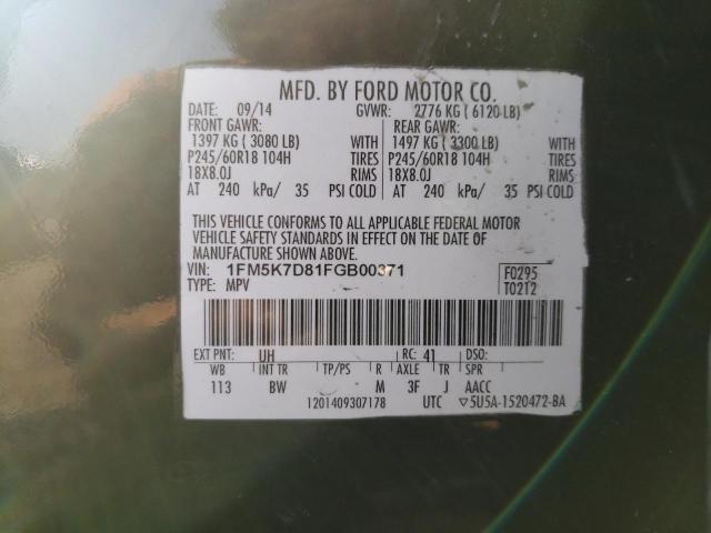 Photo 9 VIN: 1FM5K7D81FGB00371 - FORD EXPLORER X 