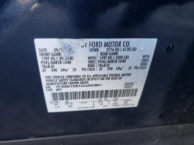 Photo 9 VIN: 1FM5K7D81GGA93861 - FORD EXPLORER X 