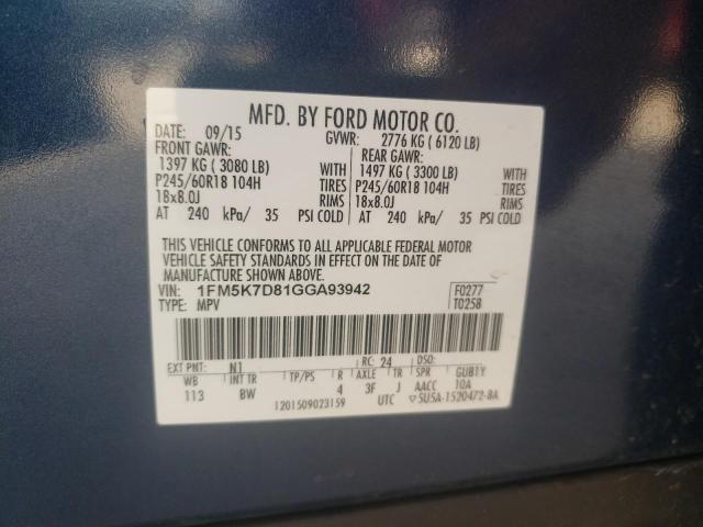 Photo 9 VIN: 1FM5K7D81GGA93942 - FORD EXPLORER X 