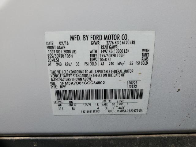 Photo 13 VIN: 1FM5K7D81GGC34802 - FORD EXPLORER X 