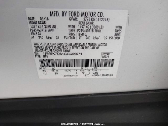 Photo 8 VIN: 1FM5K7D81GGC59571 - FORD EXPLORER 