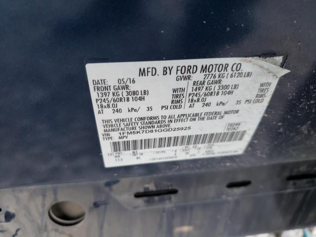 Photo 12 VIN: 1FM5K7D81GGD25925 - FORD EXPLORER X 