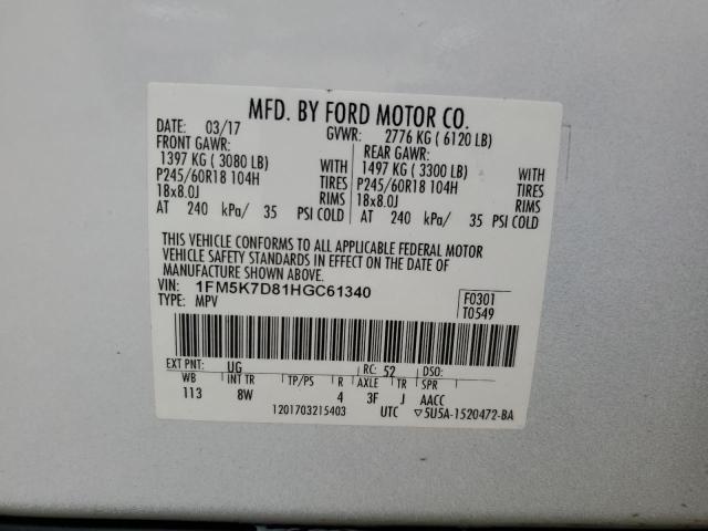 Photo 11 VIN: 1FM5K7D81HGC61340 - FORD EXPLORER X 