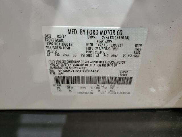 Photo 12 VIN: 1FM5K7D81HGC61452 - FORD EXPLORER 