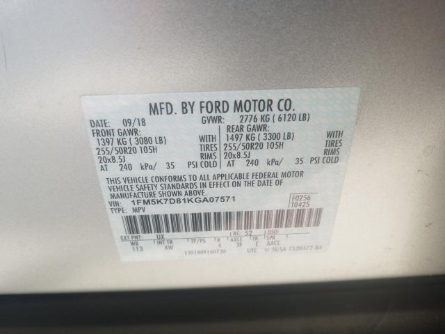 Photo 9 VIN: 1FM5K7D81KGA07571 - FORD EXPLORER X 